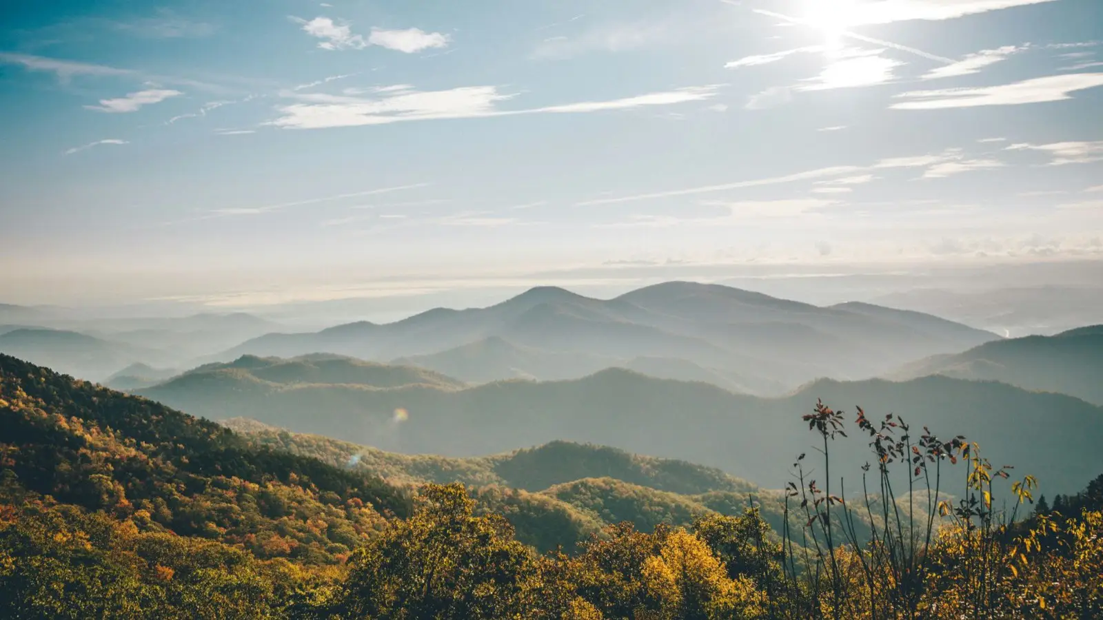 Blue Ridge mountain ridgelines in Western North Carolina